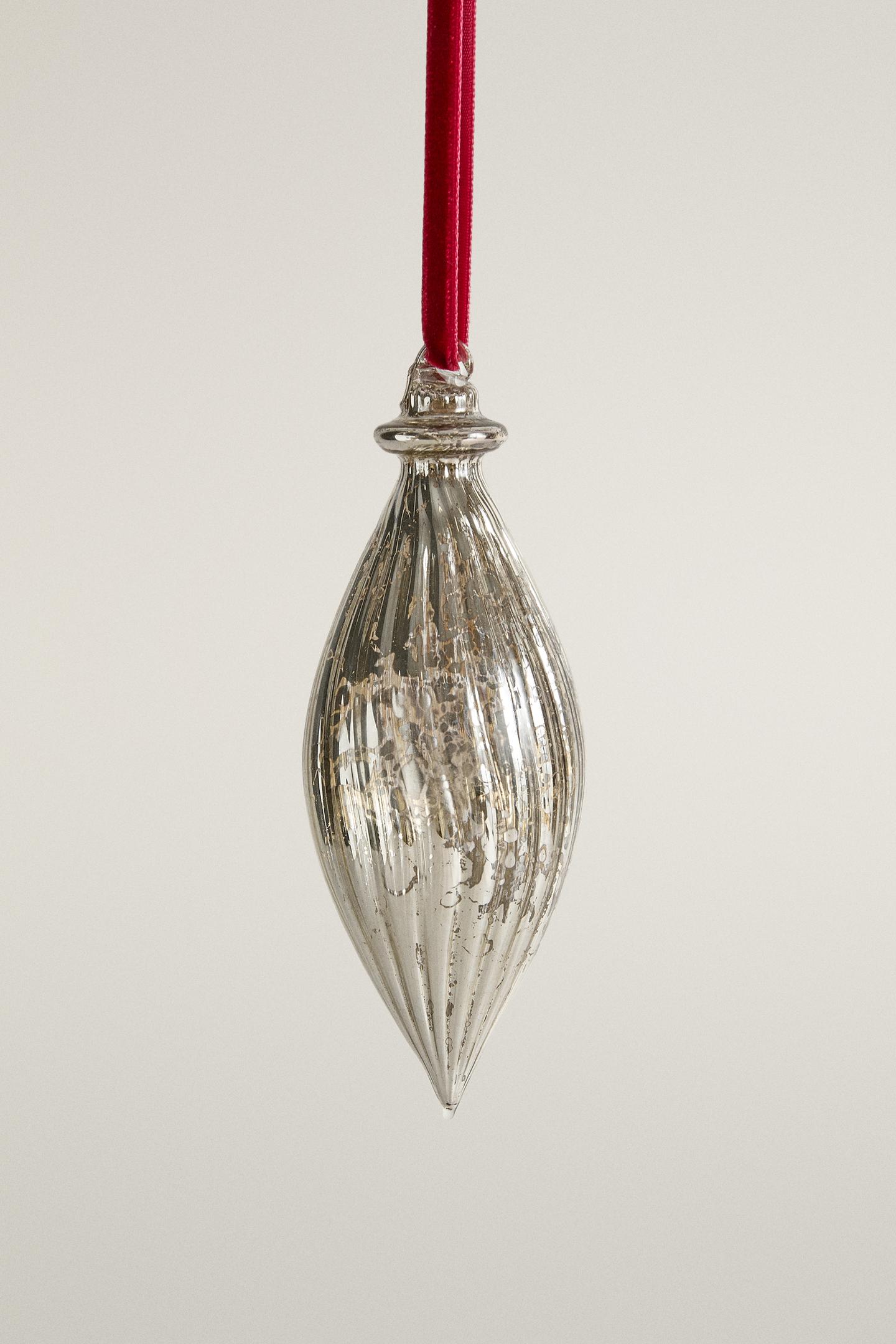 Ёлочные украшения Zara Elongated Drop Christmas Tree Ornament, цвет: Серебряный — фото 1