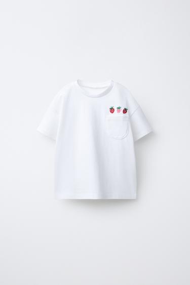 EMBROIDERED POCKET T-SHIRT - White by Zara