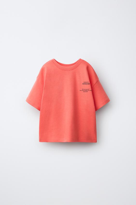INTERLOCK PRINTED T-SHIRT - Coral pink by Zara - Image 0