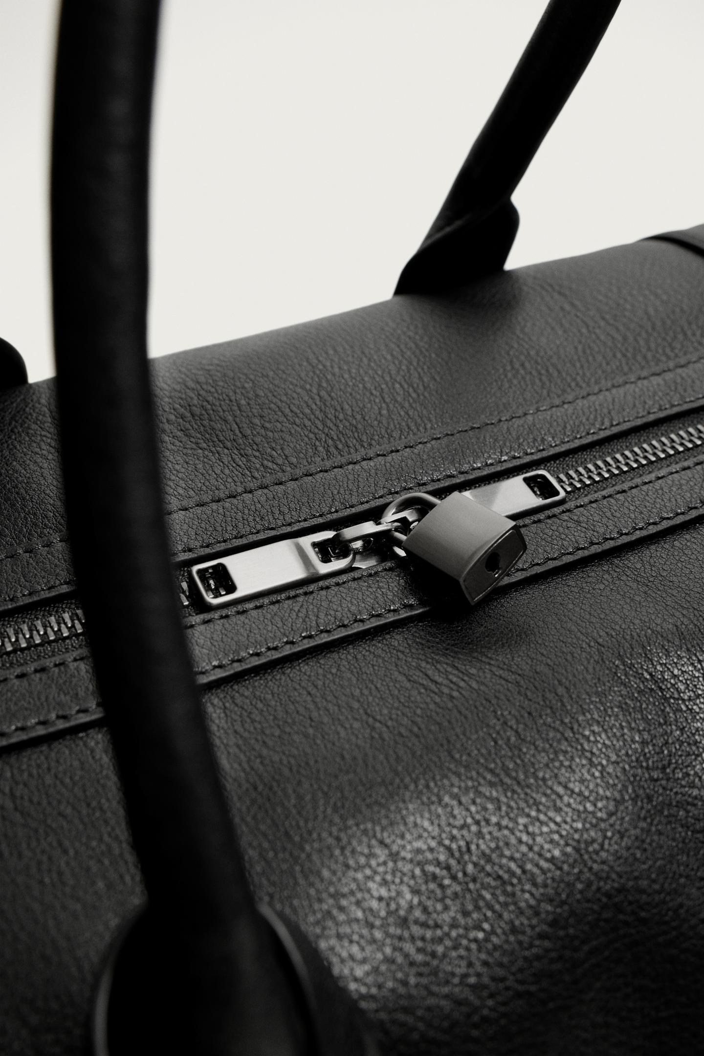 Мужская сумка Zara Leather Travel, цвет: Чёрный — фото 7