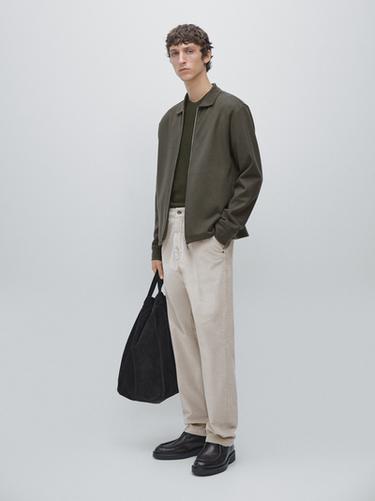 Zara Zip-up jacket with collar detail - Olive green