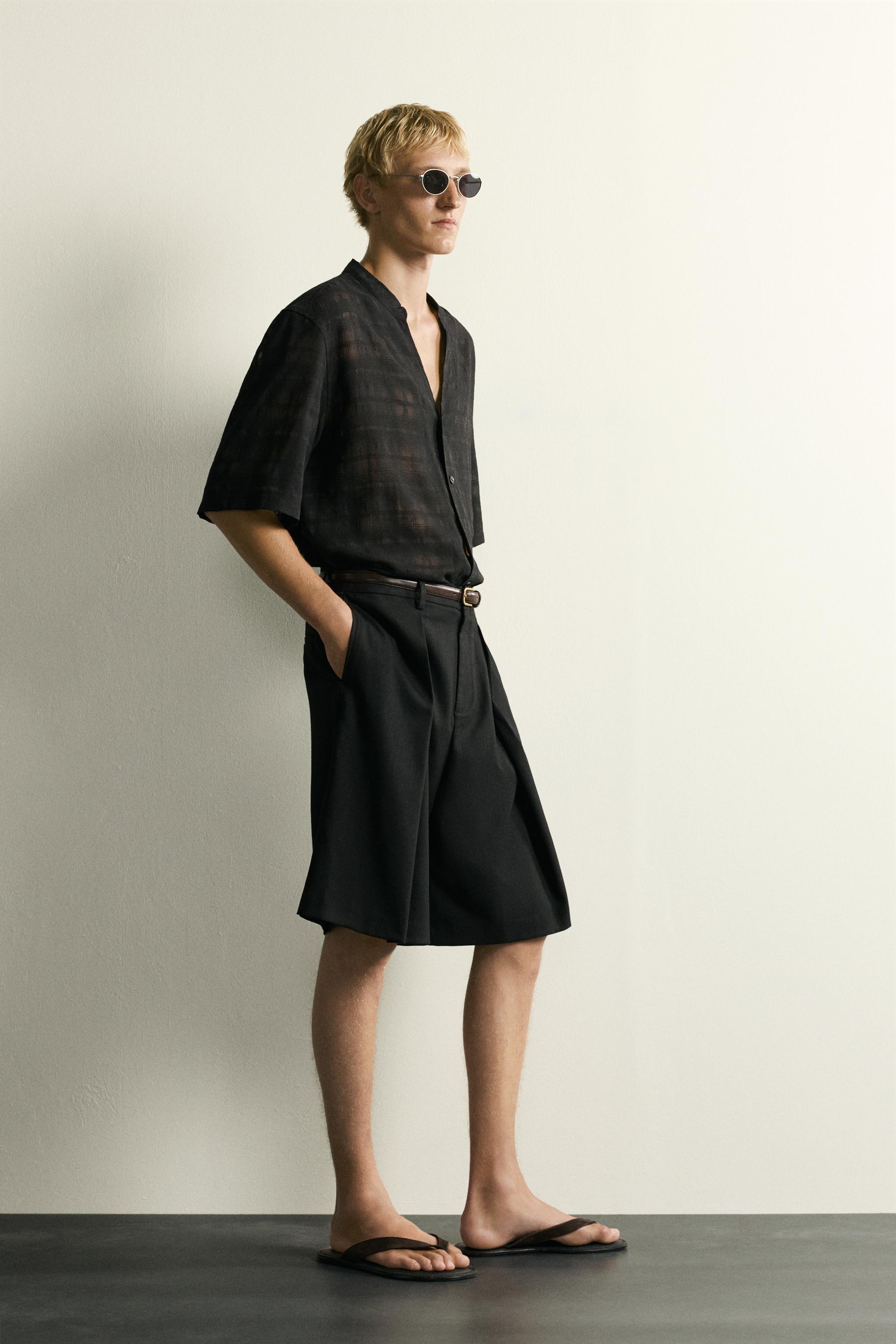 CHEMISE SEMI-TRANSPARENTE JACQUARD À CARREAUX