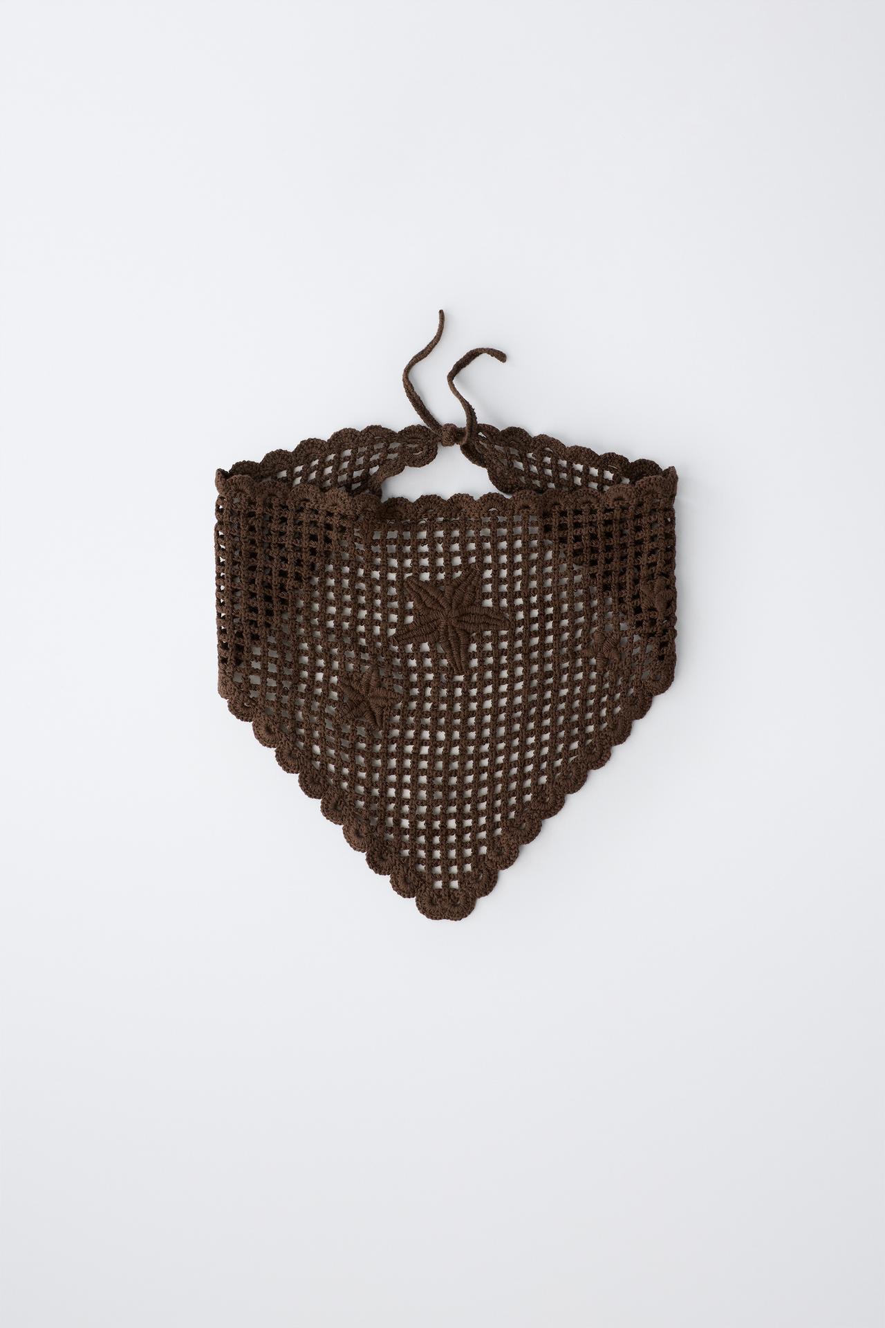 STAR CROCHET HEADBAND — Brown