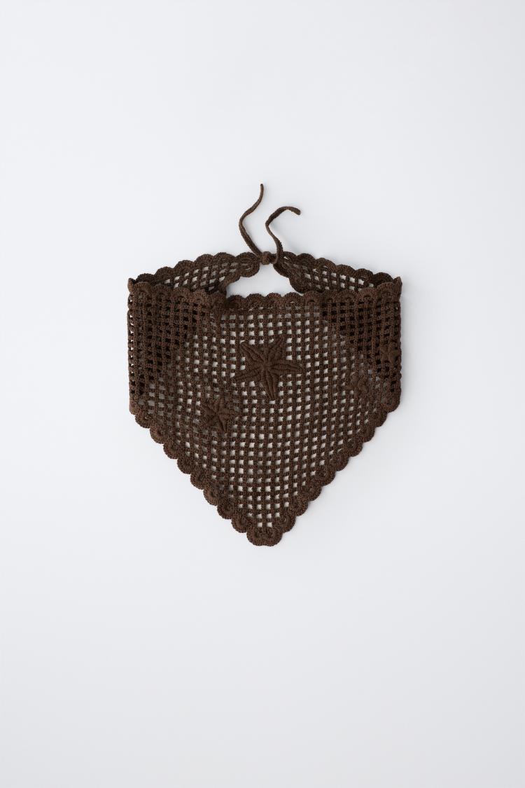 STAR CROCHET HEADBAND — Brown