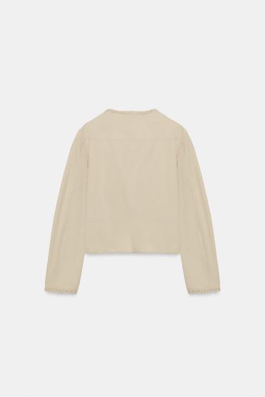 VESTE AVEC BOUTONS ET DENTELLE - Beige de Zara - Image 5