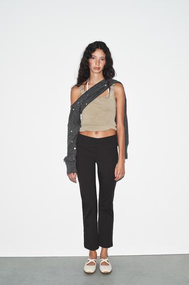 Zara SPORTY BALLET FLATS WITH ELASTIC STRAPS - Off White - Image 0