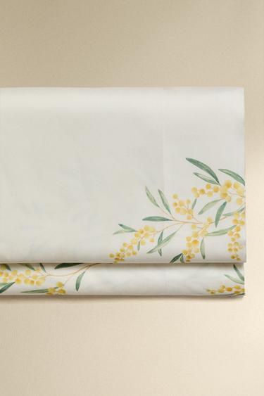 MIMOSA PRINT SATEEN FLAT SHEET - Oyster-white by Zara