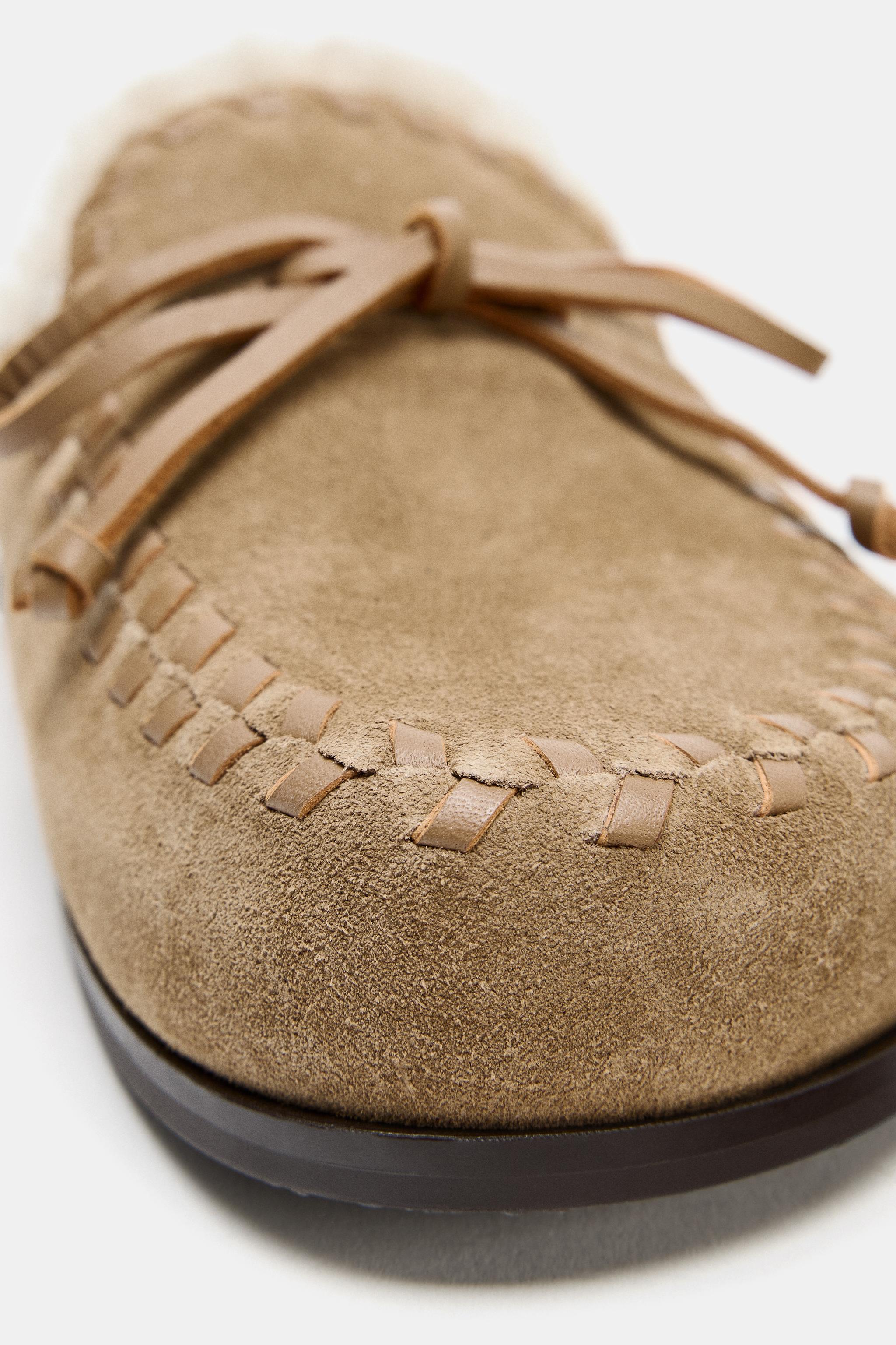FAUX SHEARLING LEATHER CLOGS - Sandy Brown | ZARA United States