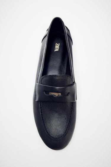 LEATHER PENNY LOAFERS - Black by Zara
