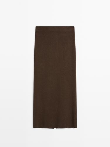 Falda midi doble faz - Chocolate de Zara