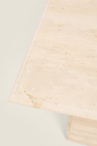 TRAVERTINE MARBLE SIDE TABLE - Ecru / Beige by Zara - Image 3
