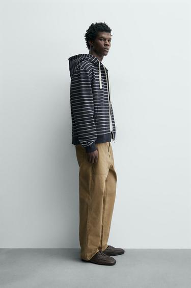 STRIPED HOODIE - Navy / White by Zara - Image 3