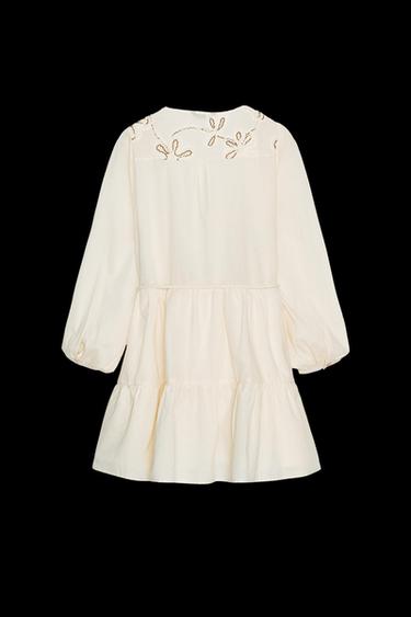 EMBROIDERED TEXTURED DRESS - Ecru by Zara