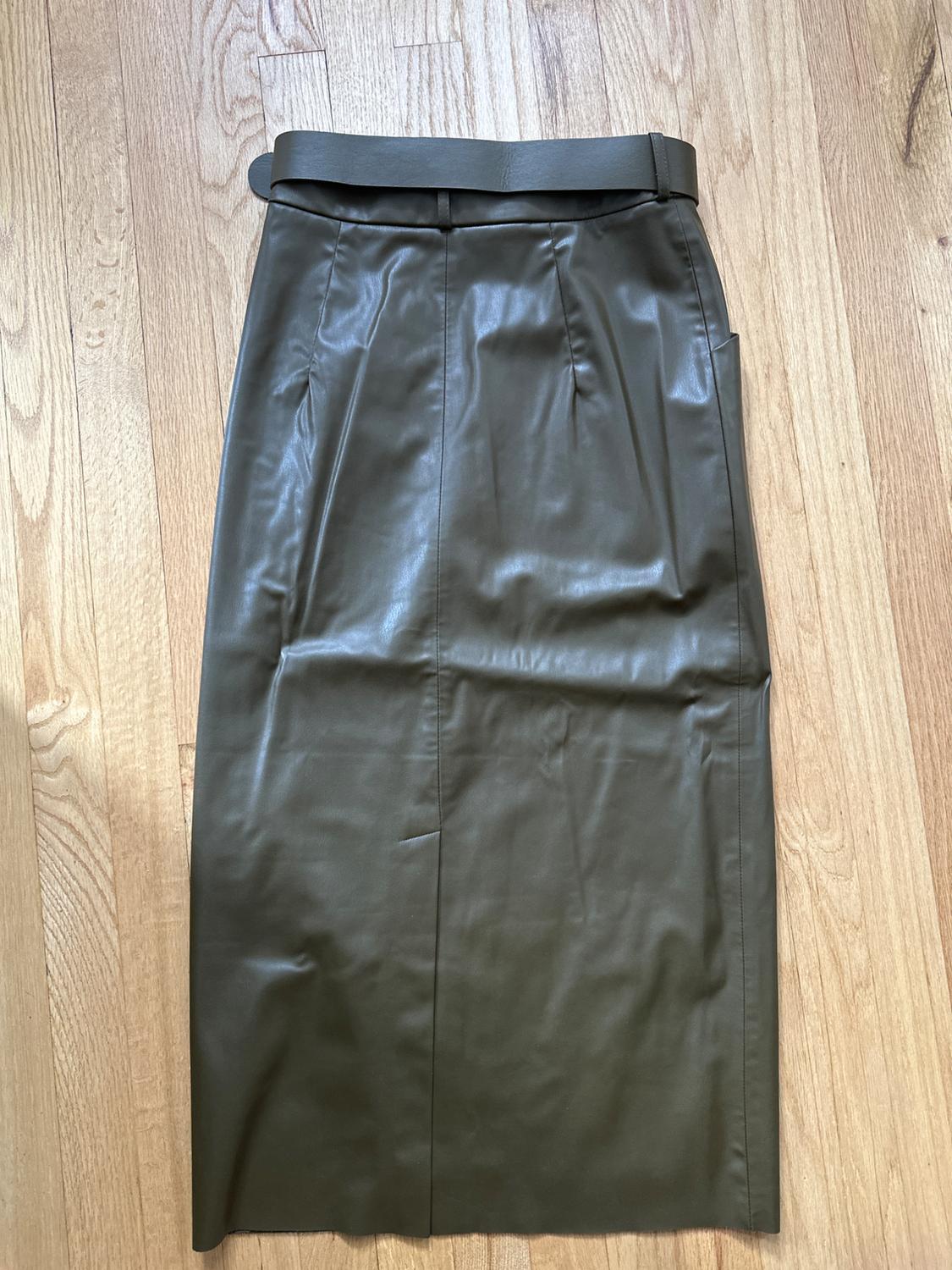 BELTED FAUX LEATHER PENCIL SKIRT - Image 2