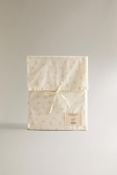 MINI FLORAL MINI COT SHEET SET - Bluish by Zara