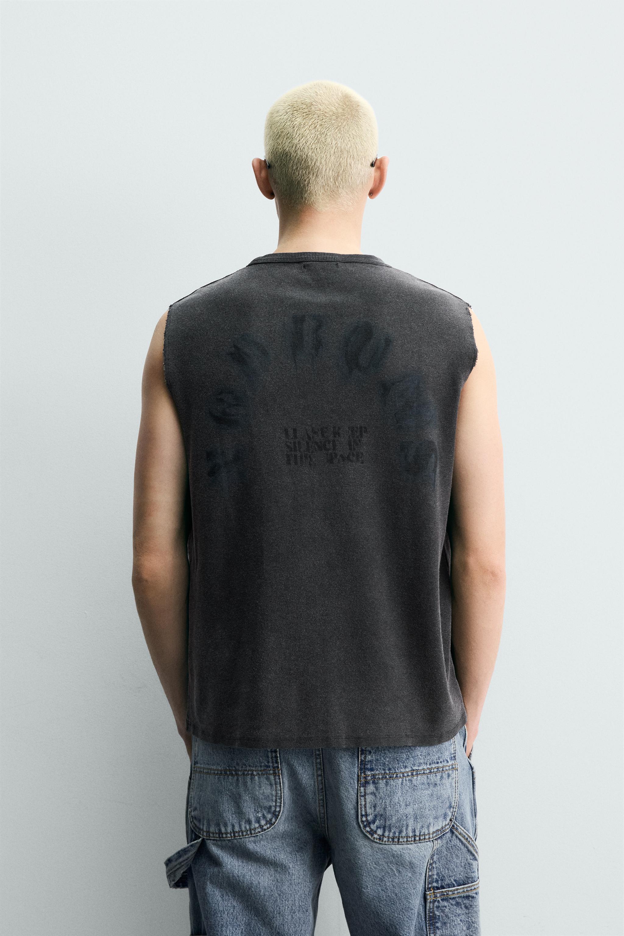WASHED PRINT KNIT TANK TOP