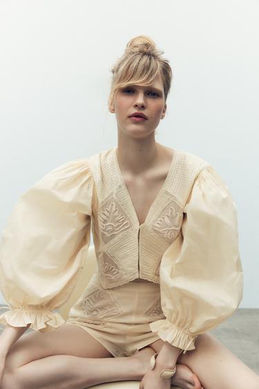 LIMITED EDITION PLEATED LACE SHIRT - Ecru by Zara