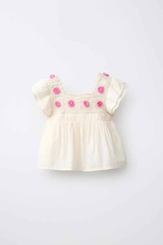 KNIT TOP WITH CROCHET DETAILS - Ecru by Zara - Image 0