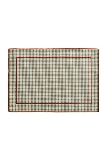 CHECK PLACEMAT WITH TOPSTITCHING - Green by Zara