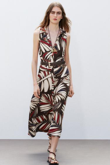 PRINTED MIDI DRESS WITH BELT - Multicoloured by Zara