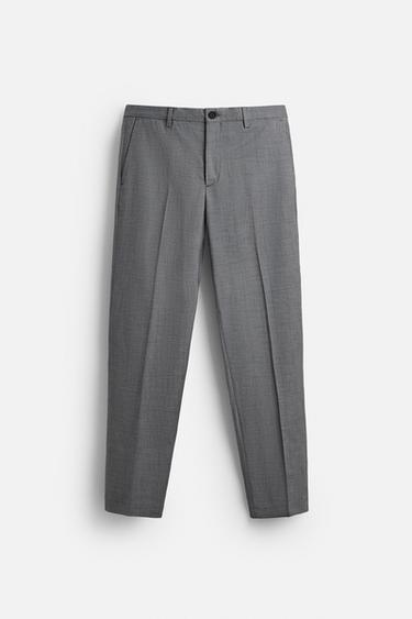 Zara TEXTURED SUIT PANTS - Gray