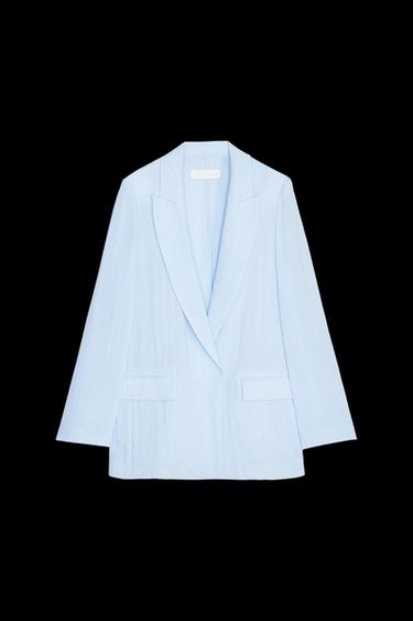 CRINKLE EFFECT OPEN BLAZER - Light blue by Zara - Image 0