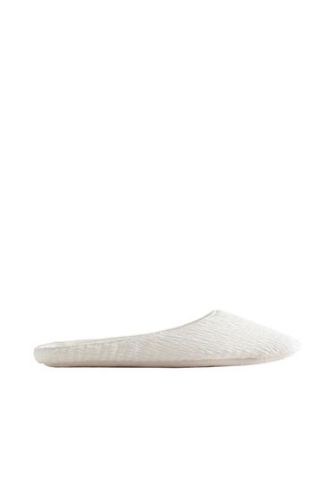 PLEATED SLIPPERS WITH LEATHER SOLE - White by Zara