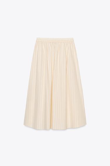 JUPE MIDI RAYURES ZW COLLECTION - Écru / Grenat de Zara - Image 5