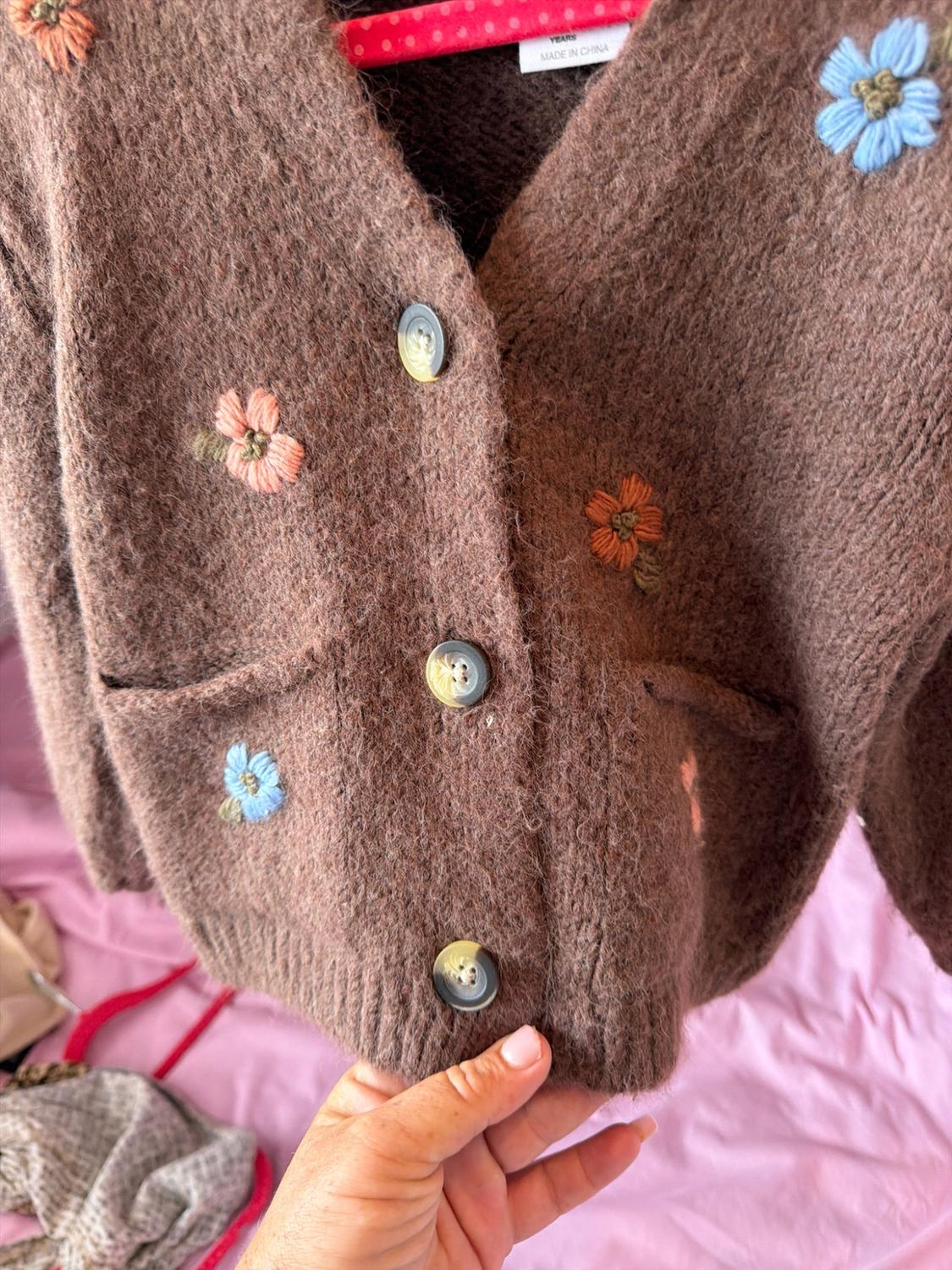 KNIT CARDIGAN WITH FLORAL EMBROIDERY - Image 3