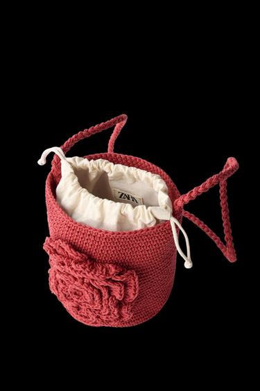 FLORAL CROCHET CROSSBODY BAG - Red by Zara