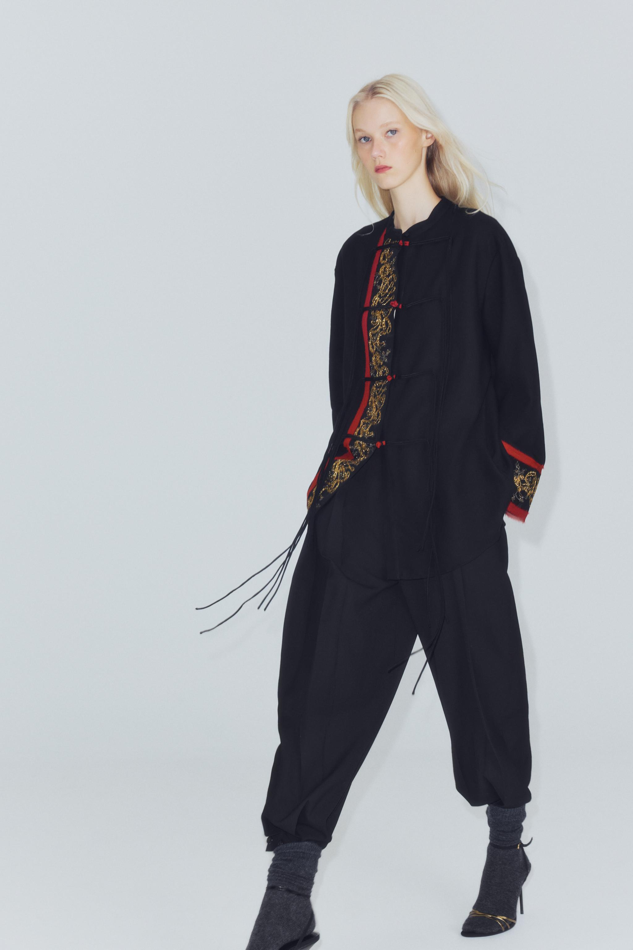 ZW COLLECTION LONG MIXED EMBROIDERED BEADED SHIRT