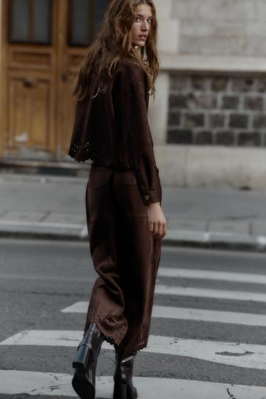 VESTE EFFET DAIM AVEC BAS POINTELLE - Marron de Zara - Image 5