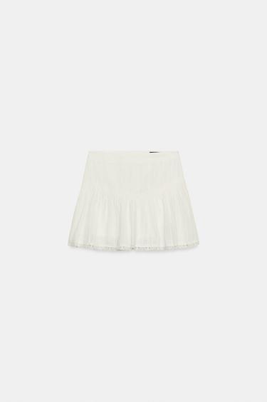 LACE TRIM SKORT - Ecru by Zara - Image 3
