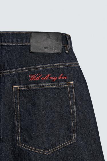 EMBROIDERED CUPID BALLOON FIT JEANS - Blue by Zara - Image 9