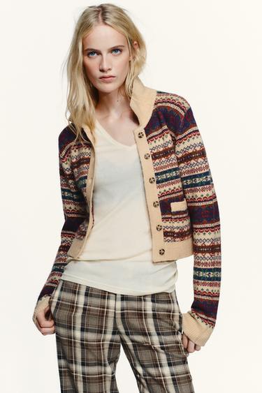 JAQUETA DE PUNT JACQUARD - Multicolor de Zara