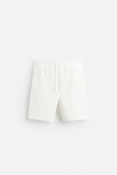 Zaras STRUKTURERADE JOGGINGSHORTS - Benvit