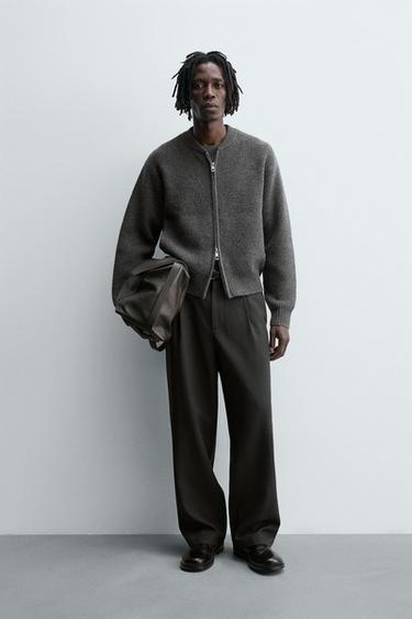 جاكيت بومبر محاك - رمادي فيجوريه الخاص بـ Zara