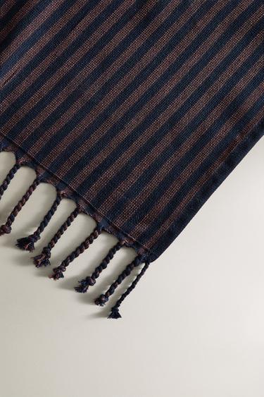 COTTON BEACH TOWEL WITH THIN STRIPES - Brown-Blue by Zara - Image 3