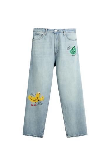 ΤΖΙΝ BAGGY FIT ΜΕ ΣΤΑΜΠΕΣ