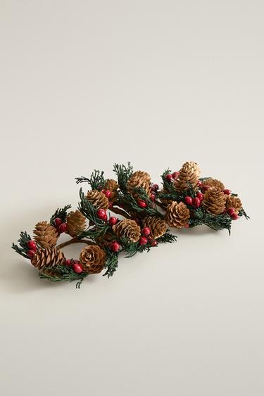 CHRISTMAS LEAF AND PINE CONE NAPKIN RING SET (PACK OF 4) — Red 2