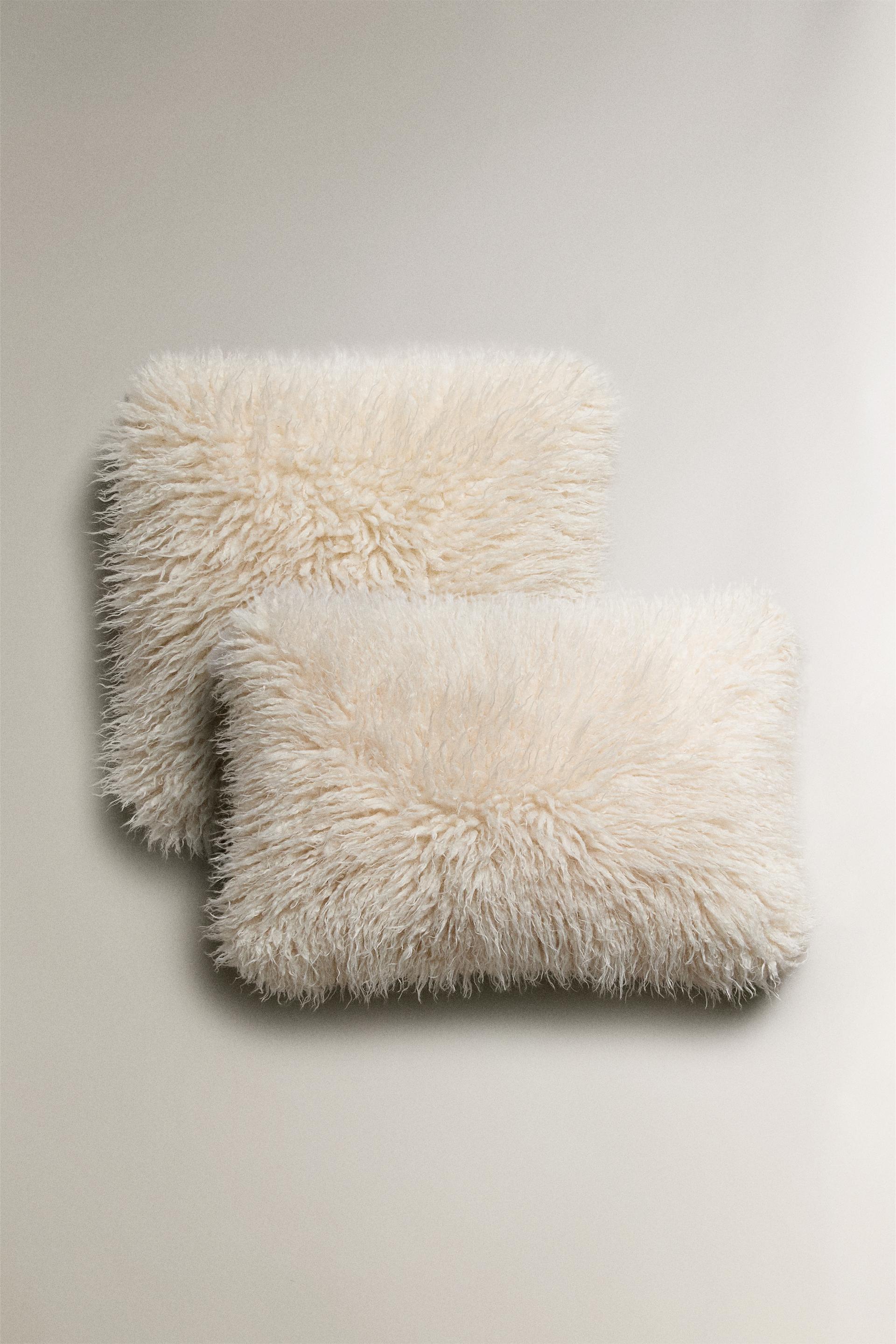 LONG FAUX FUR THROW PILLOW COVER - Ecru | ZARA United States