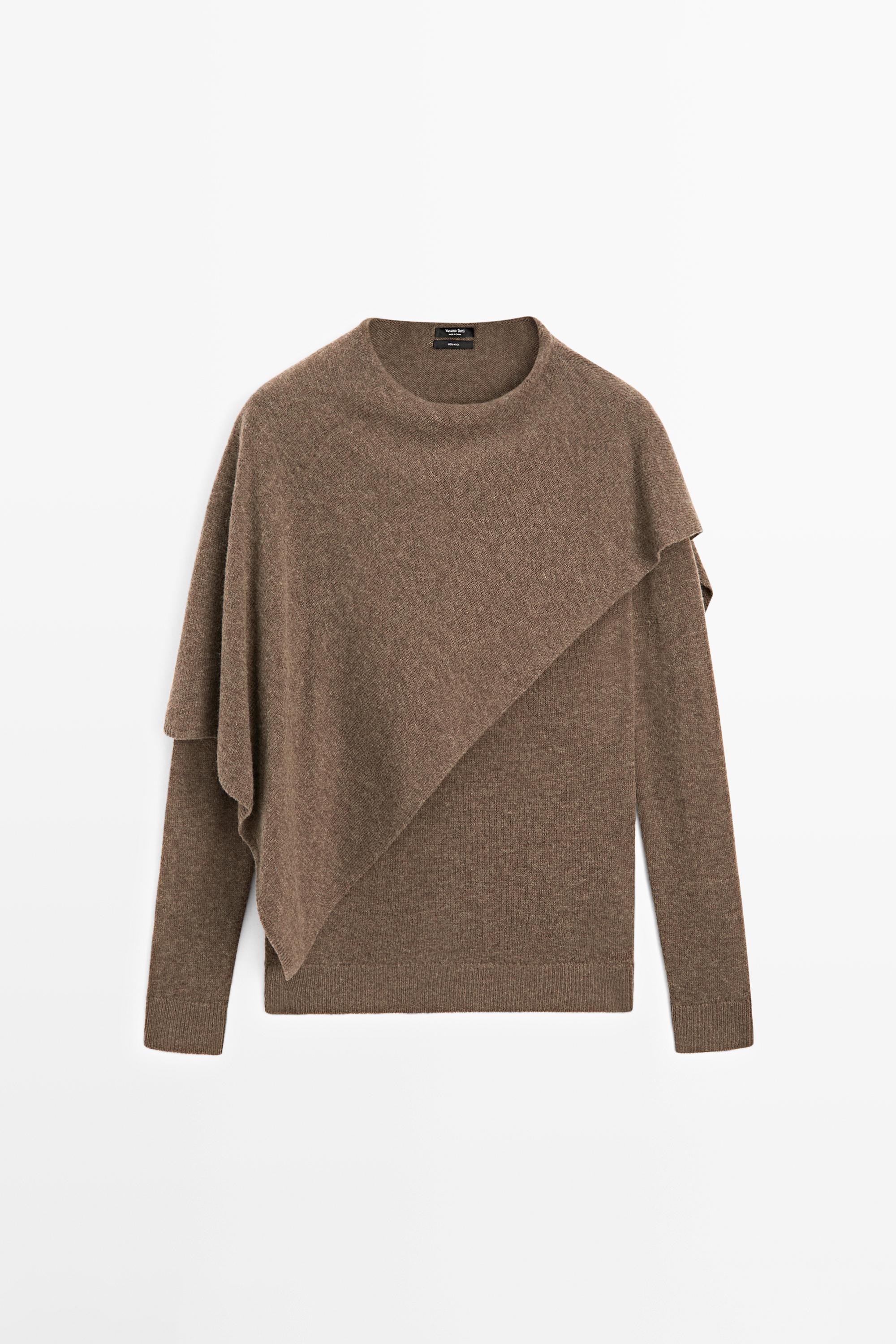Pull cape en maille 100 % laine