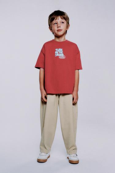 RAISED SLOGAN T-SHIRT - Red by Zara - Image 4