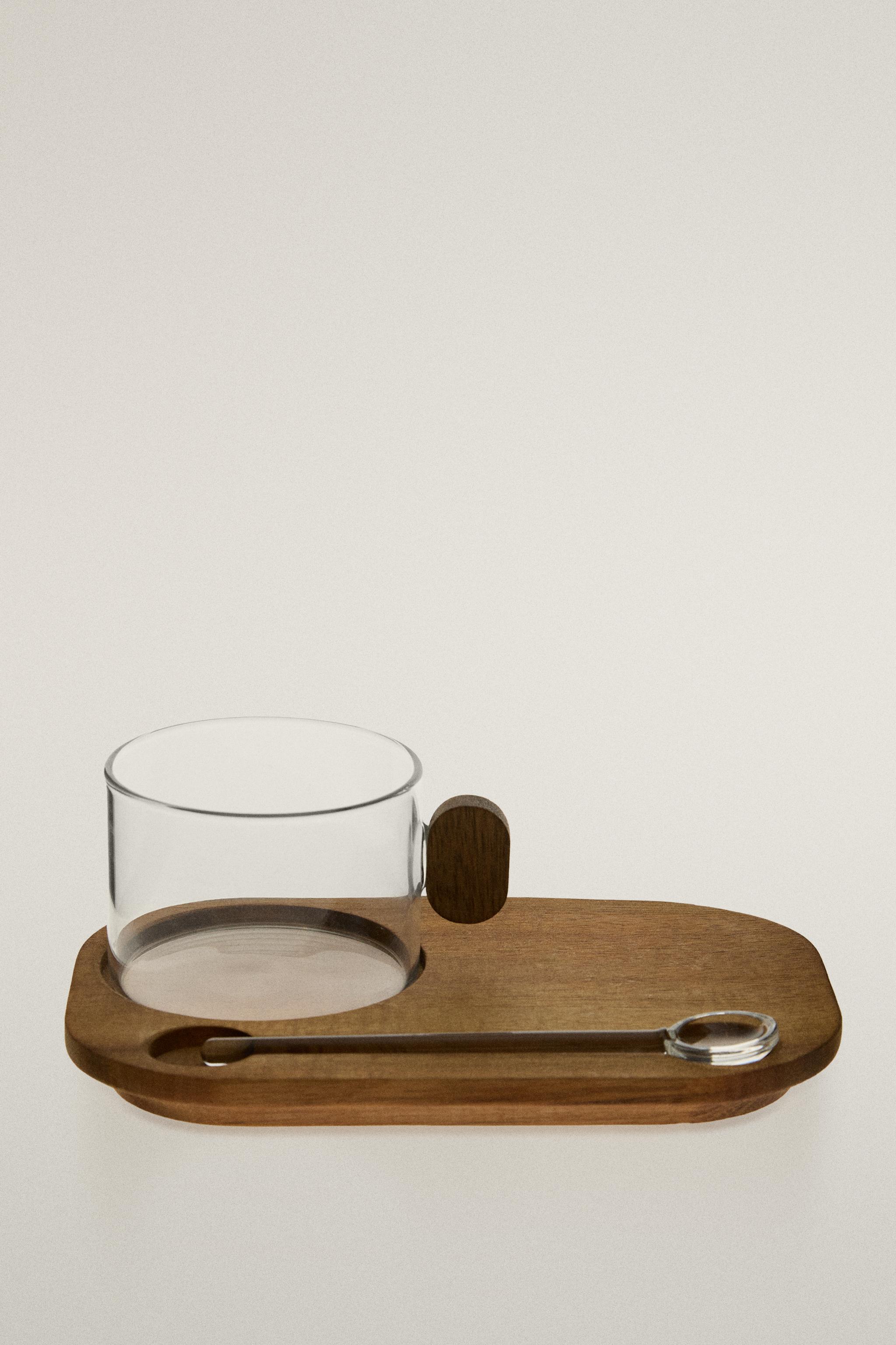 BOROSILICATE GLASS MUG WITH TRAY
