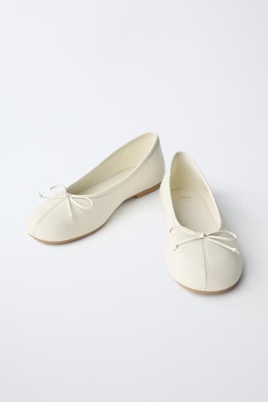 BALLERINES EN CUIR - Blanc de Zara - Image 2