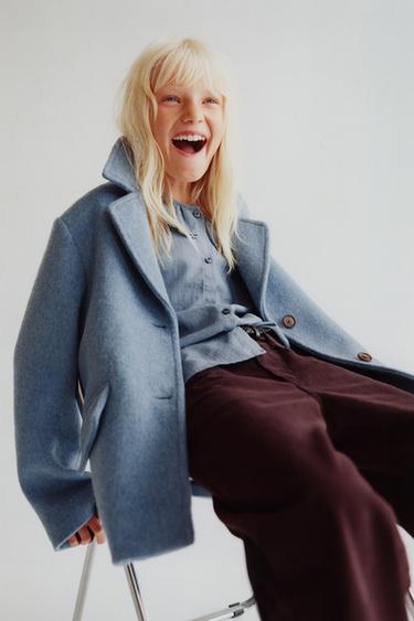 STRUCTURED SHIRT WITH PETER PAN COLLAR - Blue / Grey by Zara