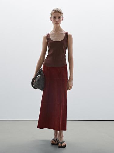 Top tirantes con lino - Marrón de Zara - Imagen 0