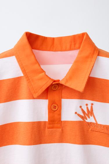 POLO RAYURES BRODERIE - Orange vif de Zara - Image 2