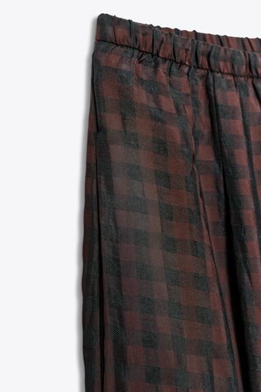 PANTALON BLOOMER VICHY ZW COLLECTION - Bordeaux foncé de Zara - Image 3
