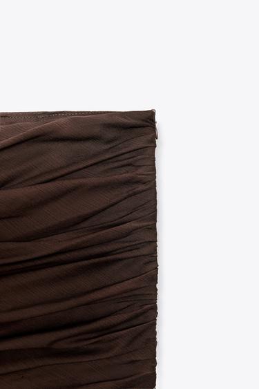 ZW COLLECTION SEMI-SHEER DRAPED SKIRT - Dark brown by Zara - Image 5
